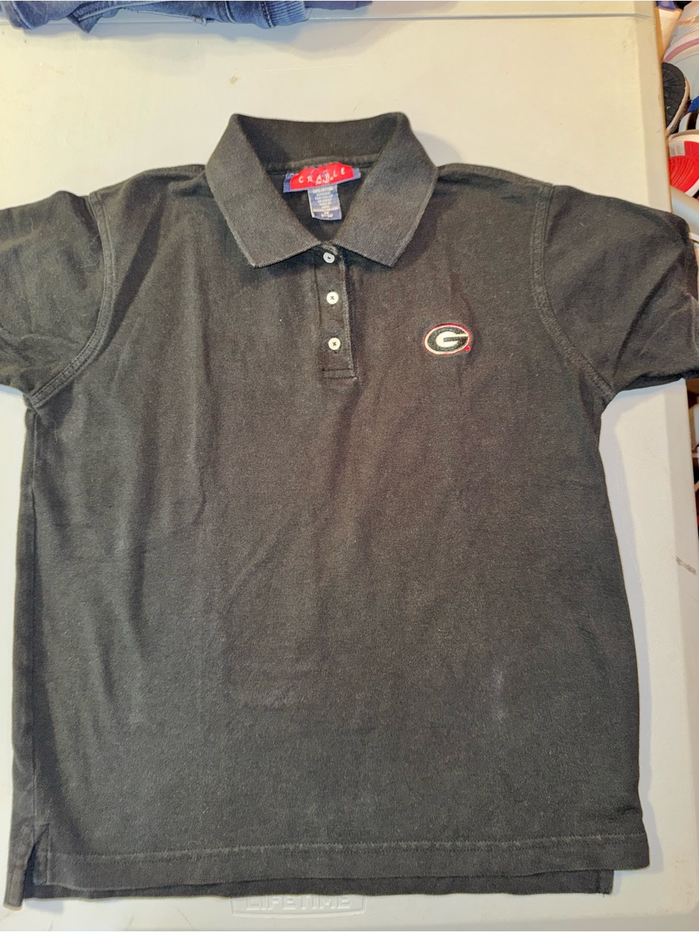 Women’s Black Polo Shirt with Embroidered G - Georgia Bulldog